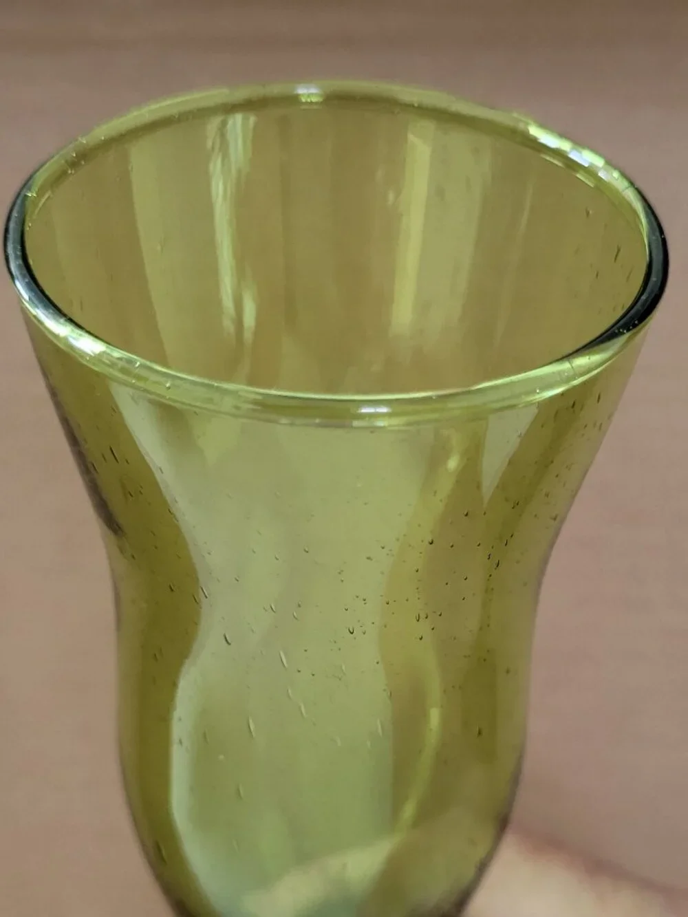 Vintage MCM Italian Empoli Trumpet Vase Seeded Optic Controlled Bubble 11